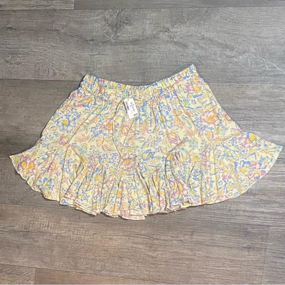 NWT Aeropostale Tropical Floral Ruffle Summer Drawstring Waist Mini Skirt